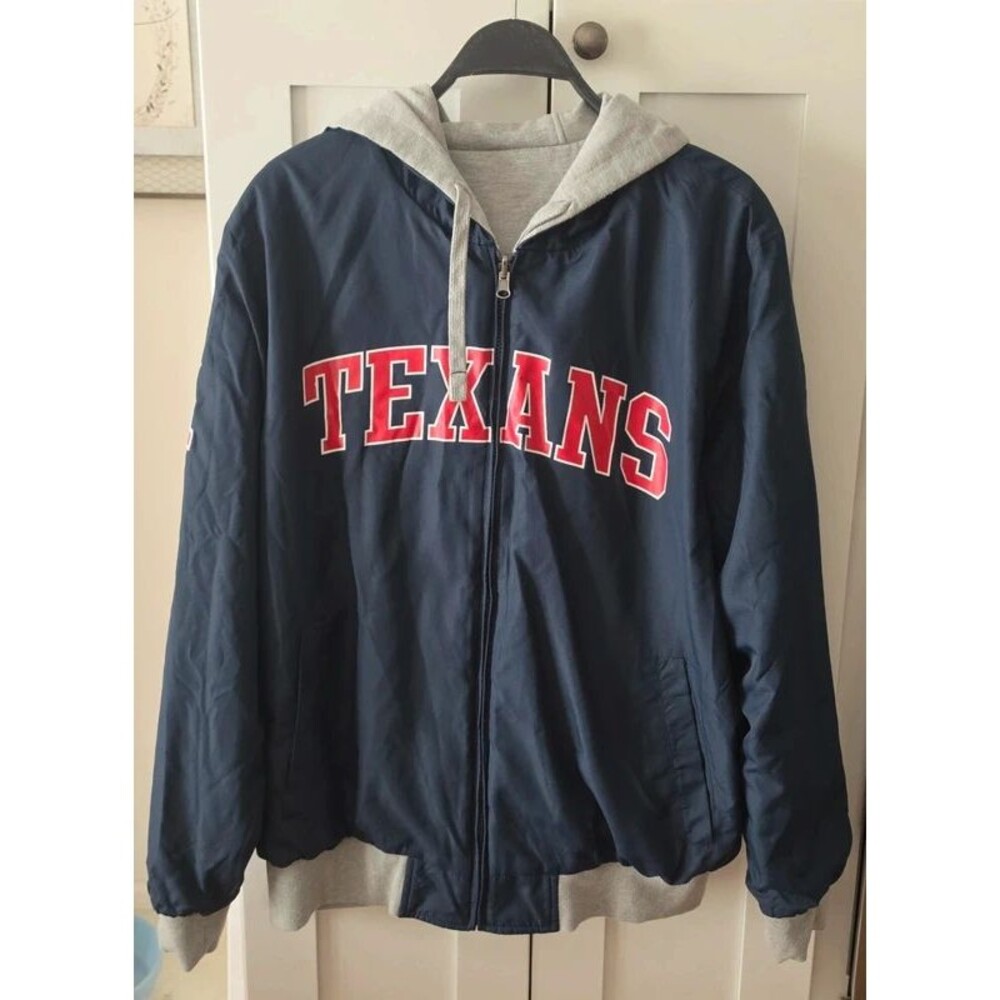 Houston Texans G-III Reversible Hooded Jacket Men XL NFL Navy Gray Full Zip